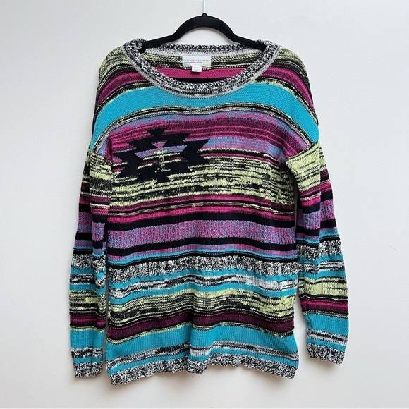Cotton Country Women’s Medium Canada Made Multi Knit Cotton Crew Tunic Sweater - Picture 1 of 6